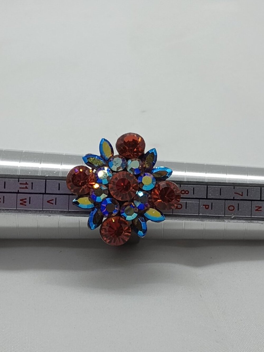 Vintage SNK Signed Rhinestone Ring Size 9 Adjustable